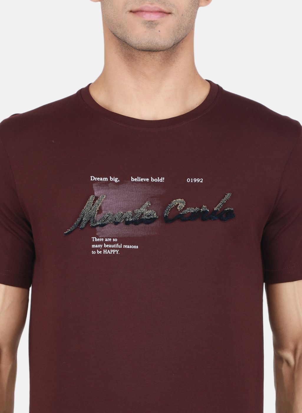 Men Maroon Printed T-Shirt