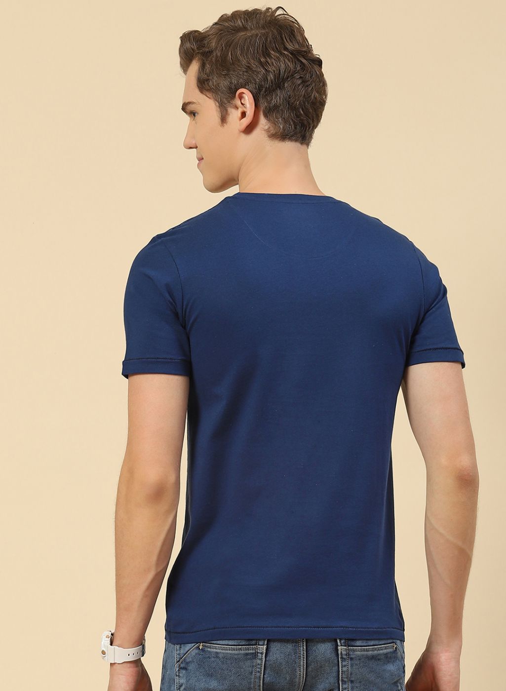 Men Blue Printed T-Shirt