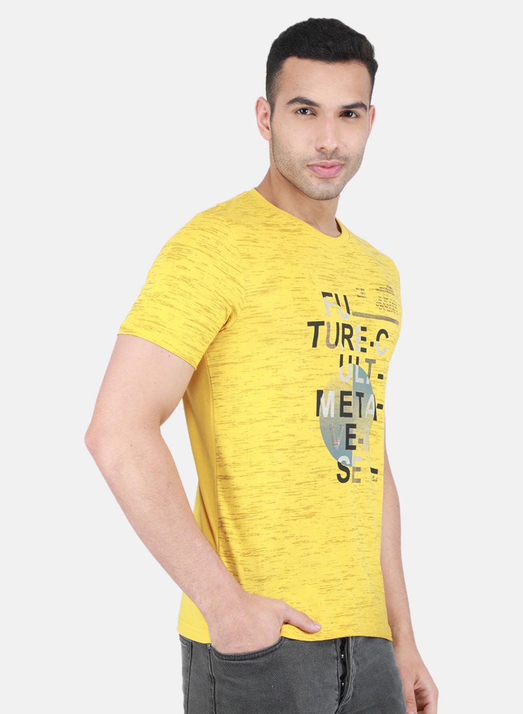 Men Yellow Printed T-Shirt