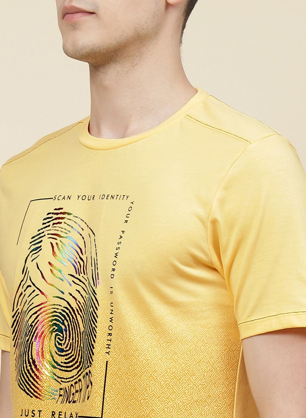 Men Yellow Printed T-Shirt