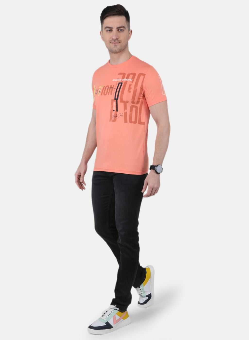 Men Peach Printed T-Shirt