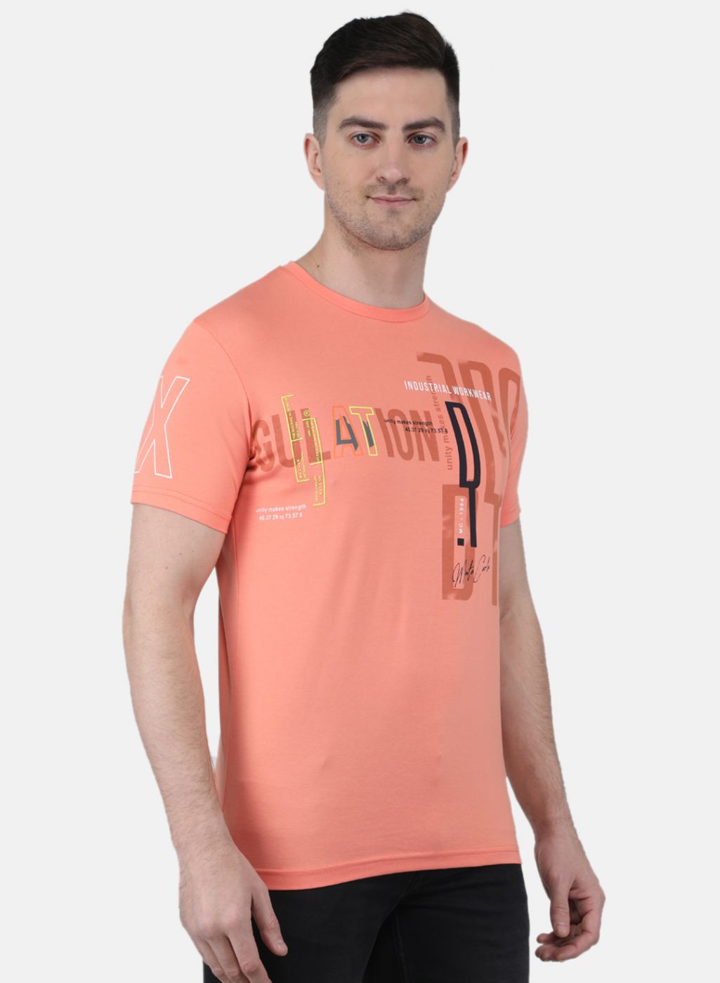 Men Peach Printed T-Shirt