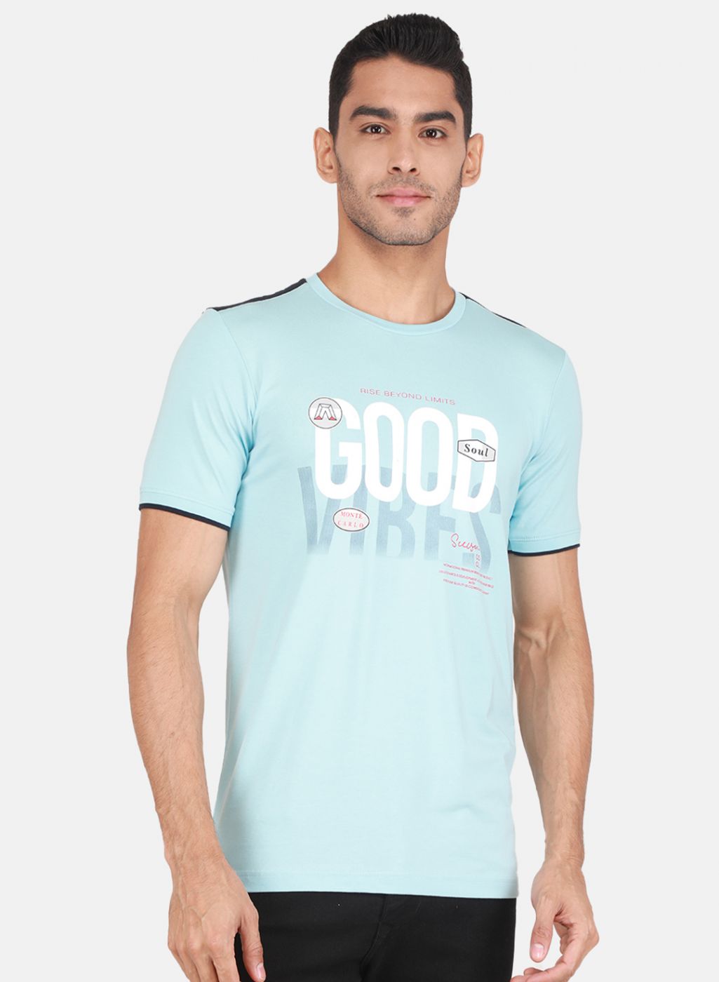 Men Sky Blue Printed T-Shirt