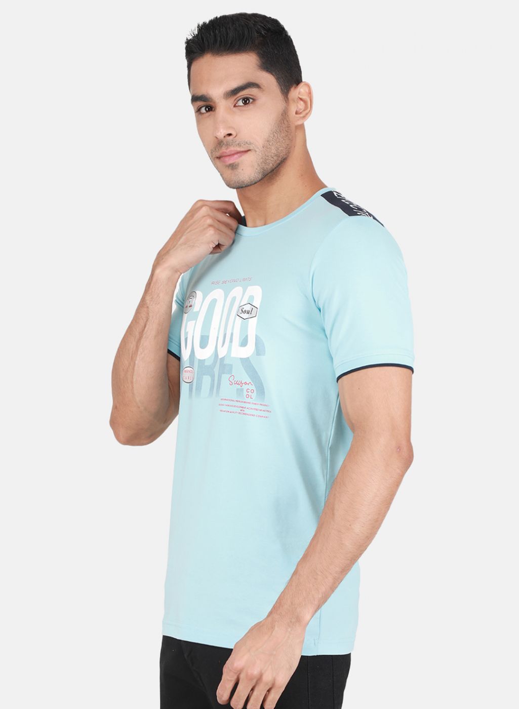 Men Sky Blue Printed T-Shirt