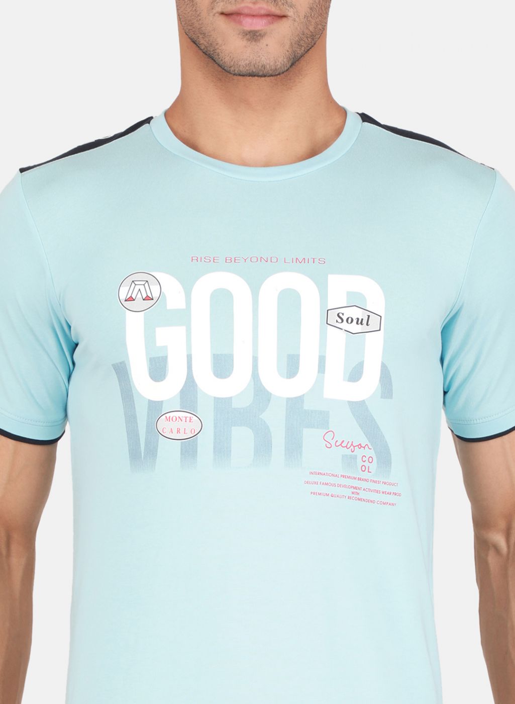 Men Sky Blue Printed T-Shirt