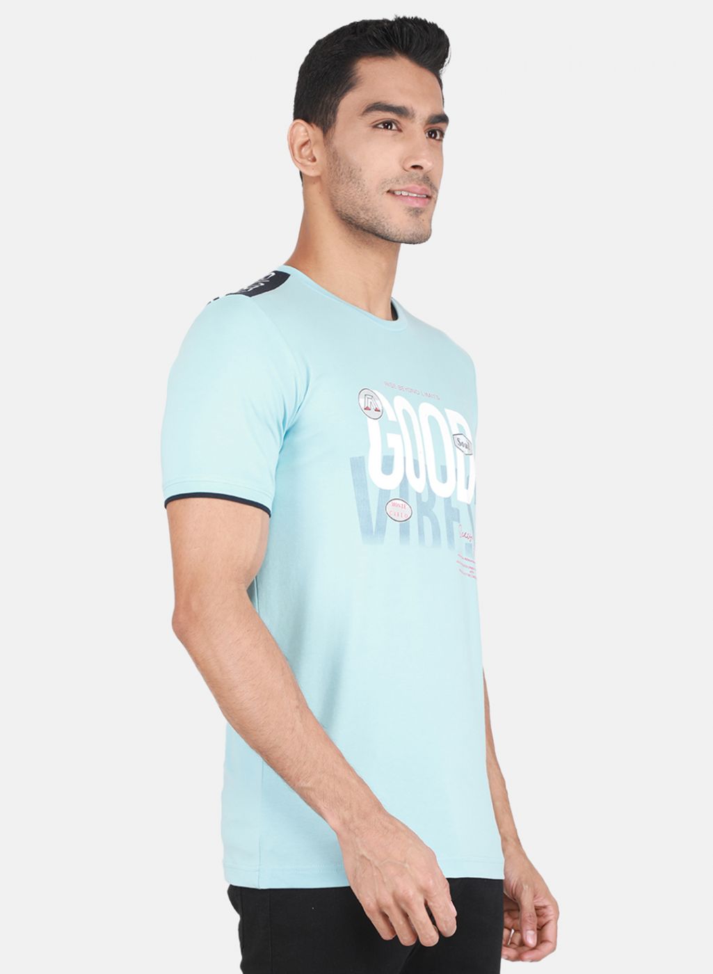 Men Sky Blue Printed T-Shirt