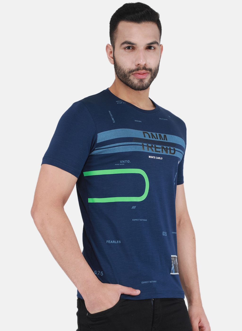 Men Blue Printed T-Shirt