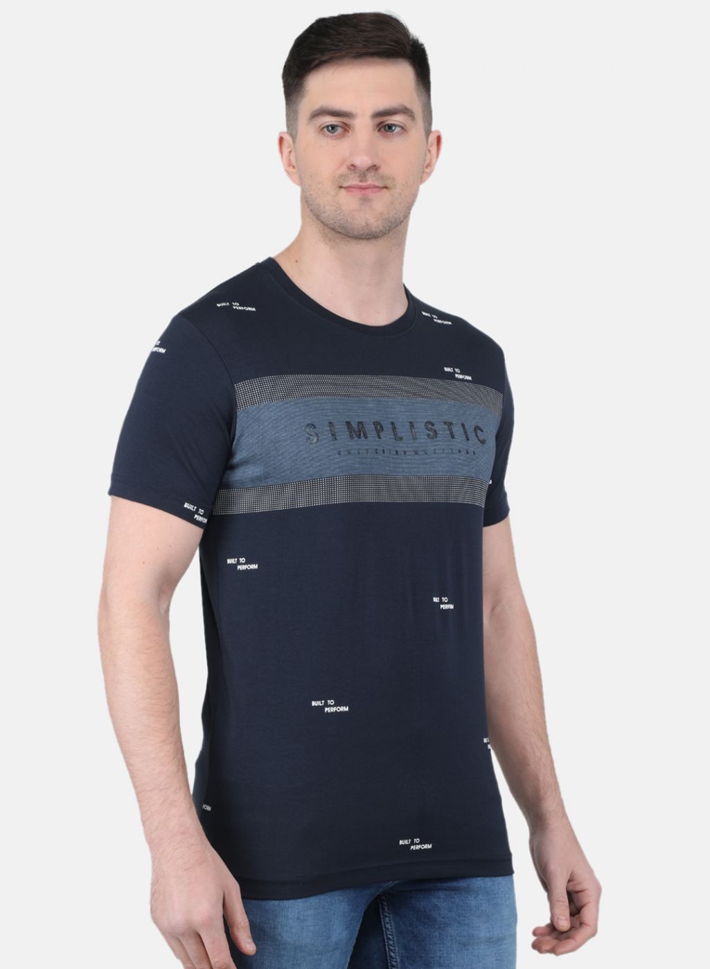 Men NAvy Blue Printed T-Shirt