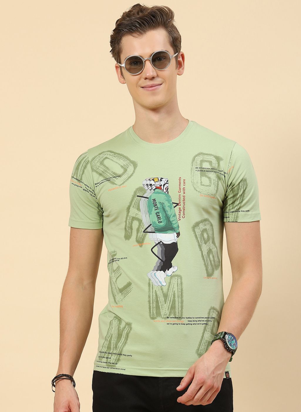 Men Green Printed T-Shirt