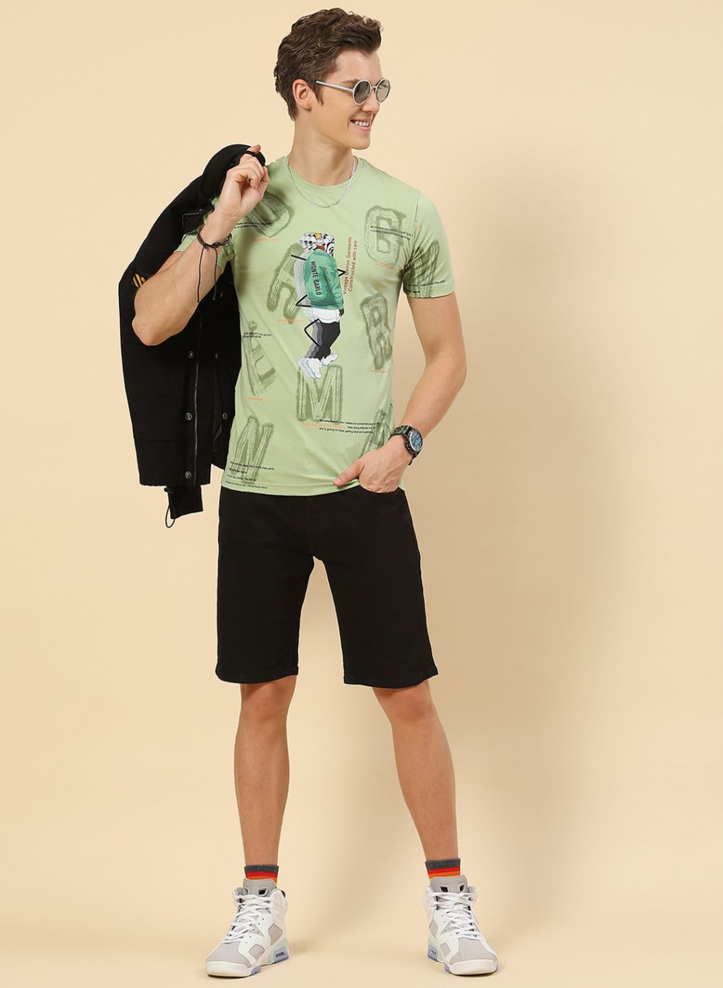 Men Green Printed T-Shirt