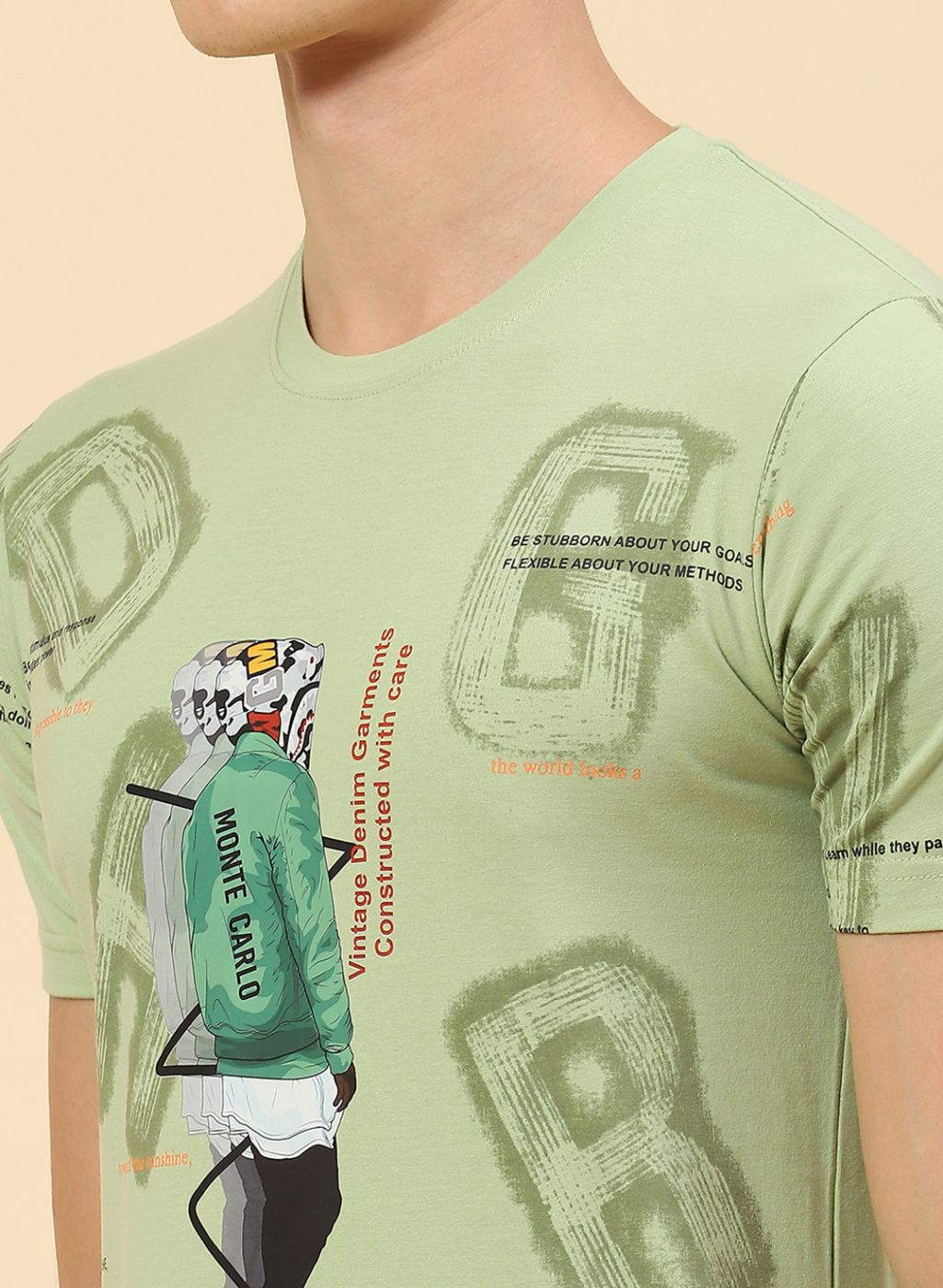 Men Green Printed T-Shirt