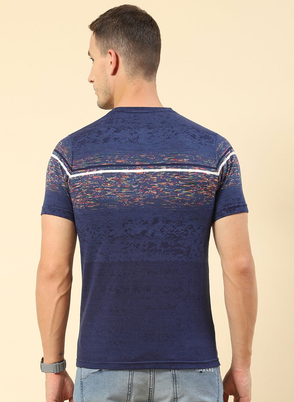 Men Blue Printed T-Shirt