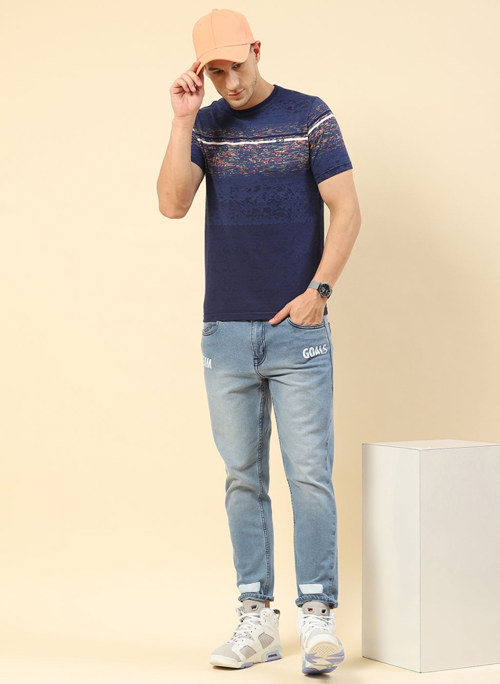 Men Blue Printed T-Shirt