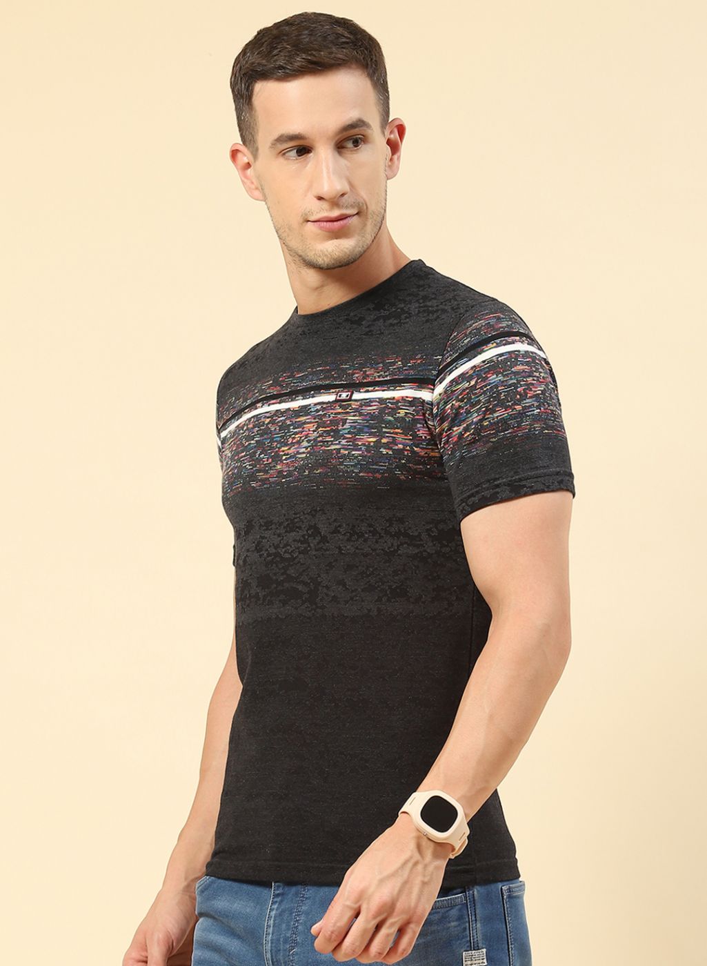 Men Black Printed T-Shirt