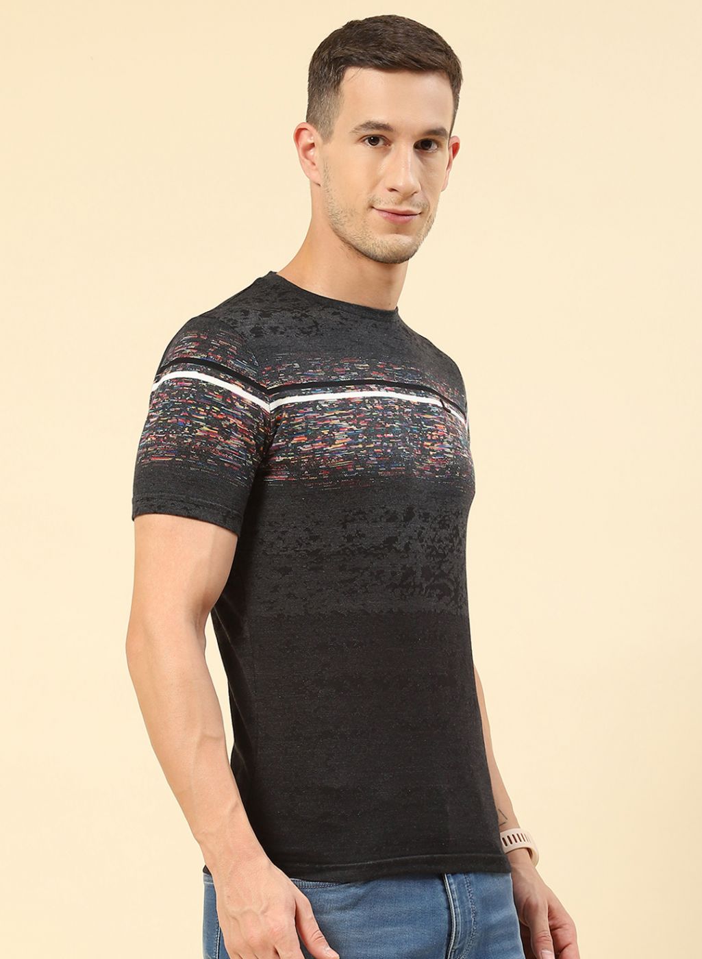 Men Black Printed T-Shirt