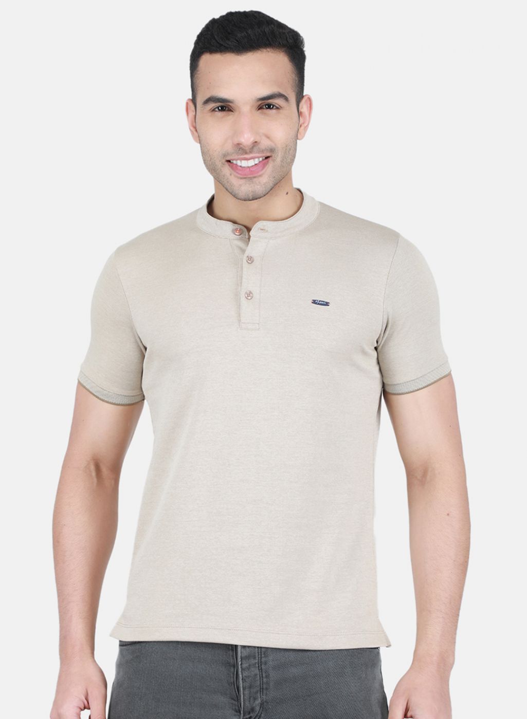 Men Khaki Printed T-Shirt