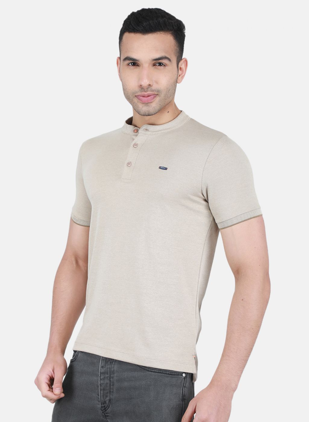 Men Khaki Printed T-Shirt