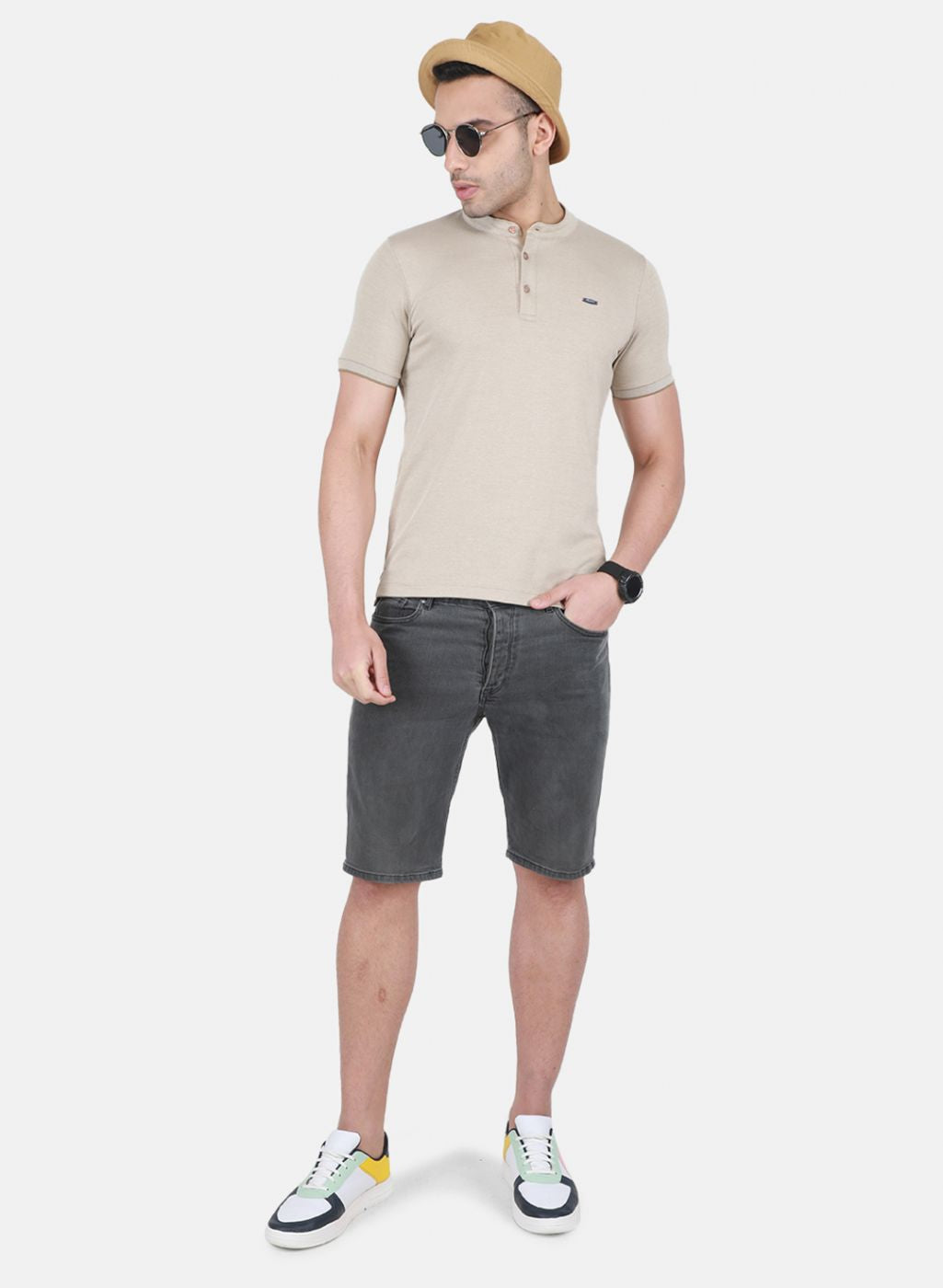 Men Khaki Printed T-Shirt