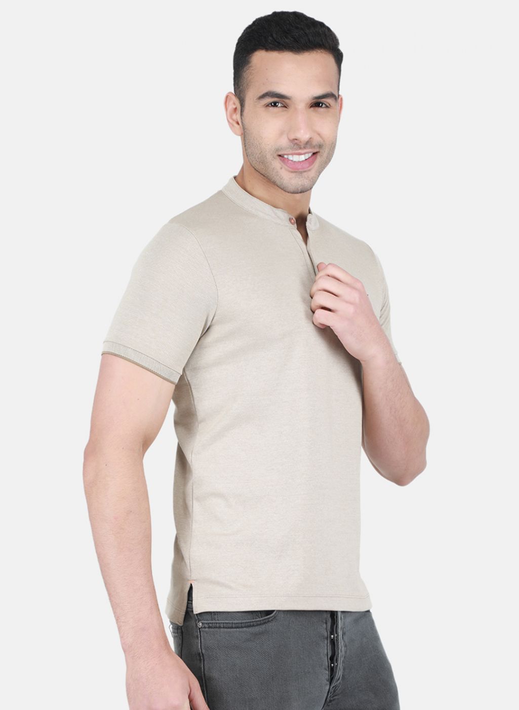 Men Khaki Printed T-Shirt