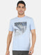 Men Sky Blue Printed T-Shirt