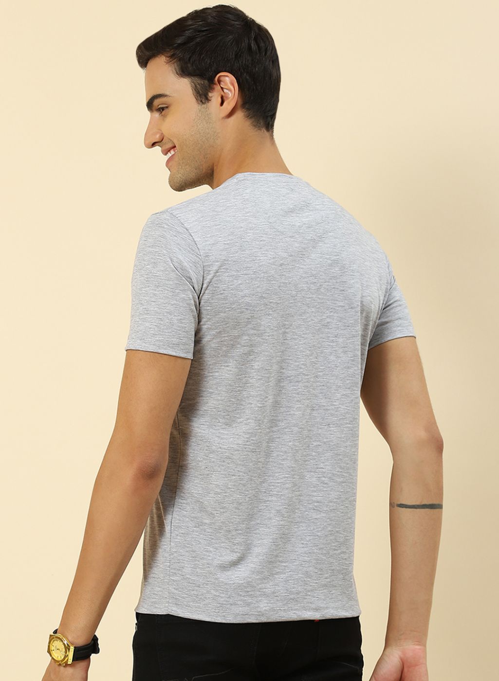 Men Grey Printed T-Shirt