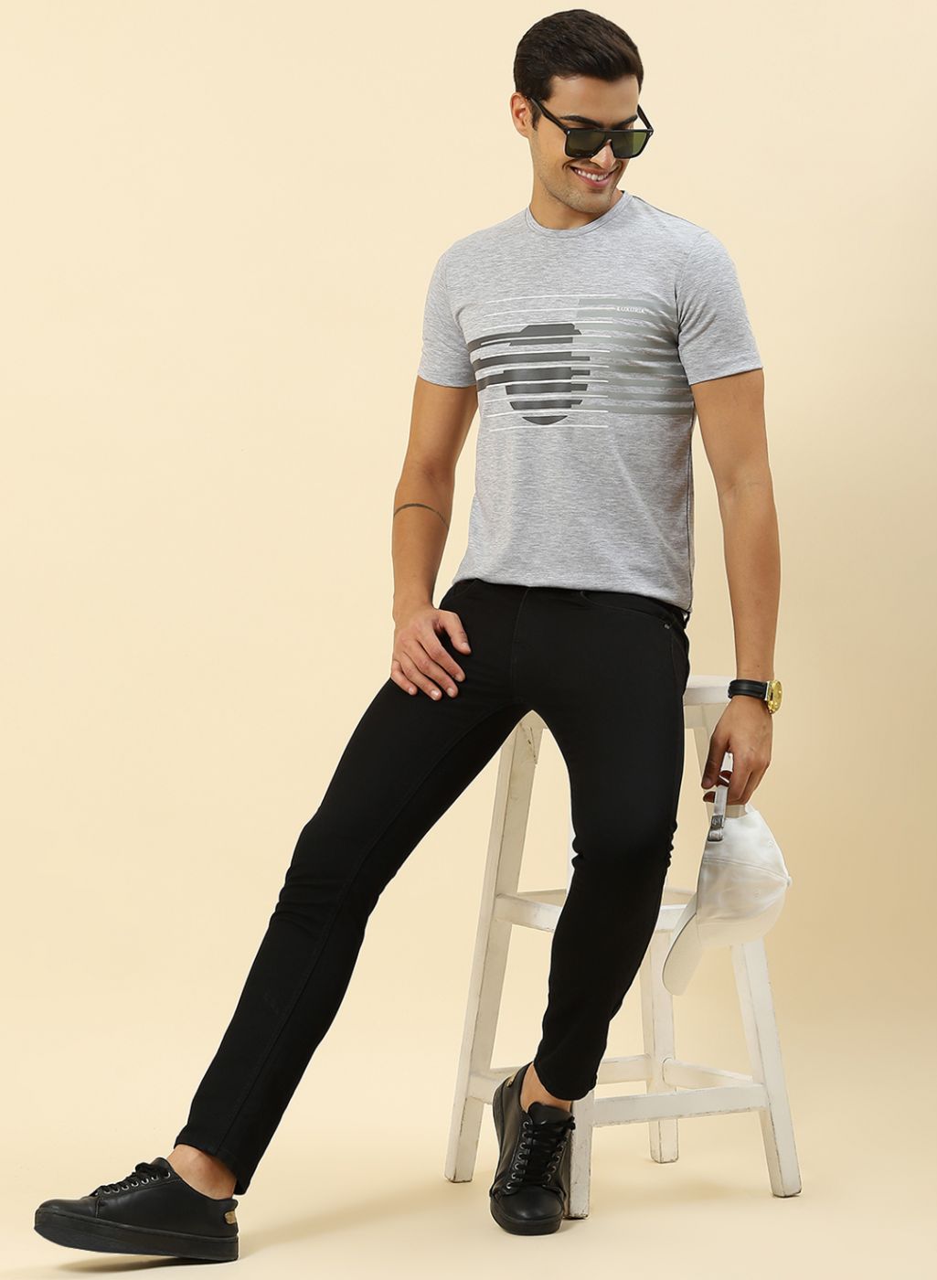 Men Grey Printed T-Shirt