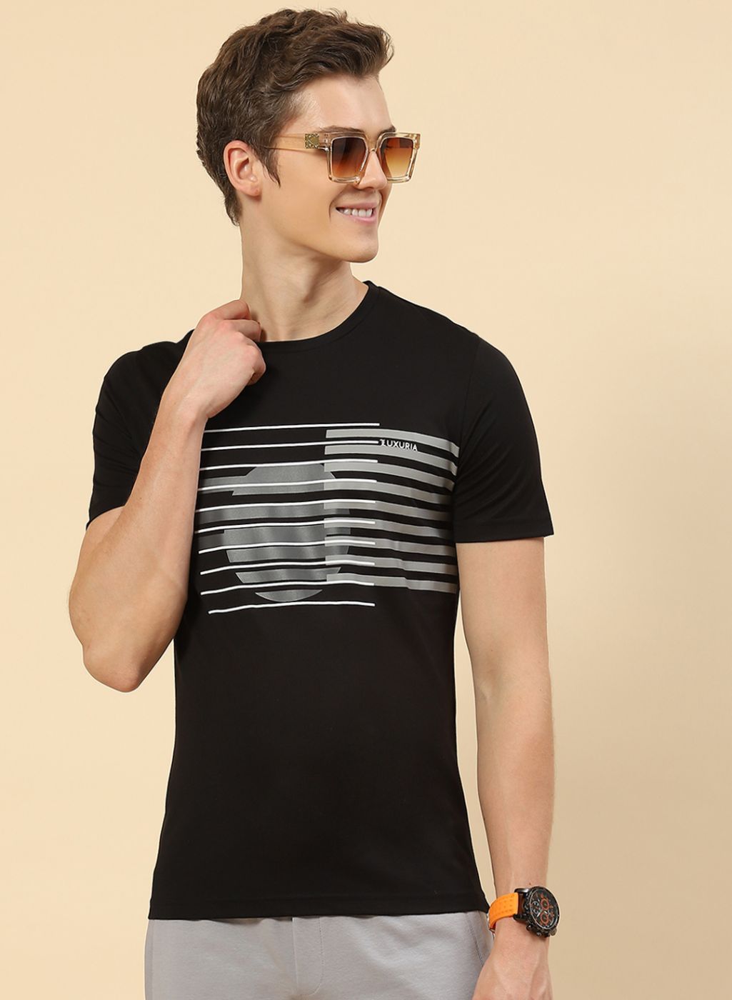 Men Black Printed T-Shirt