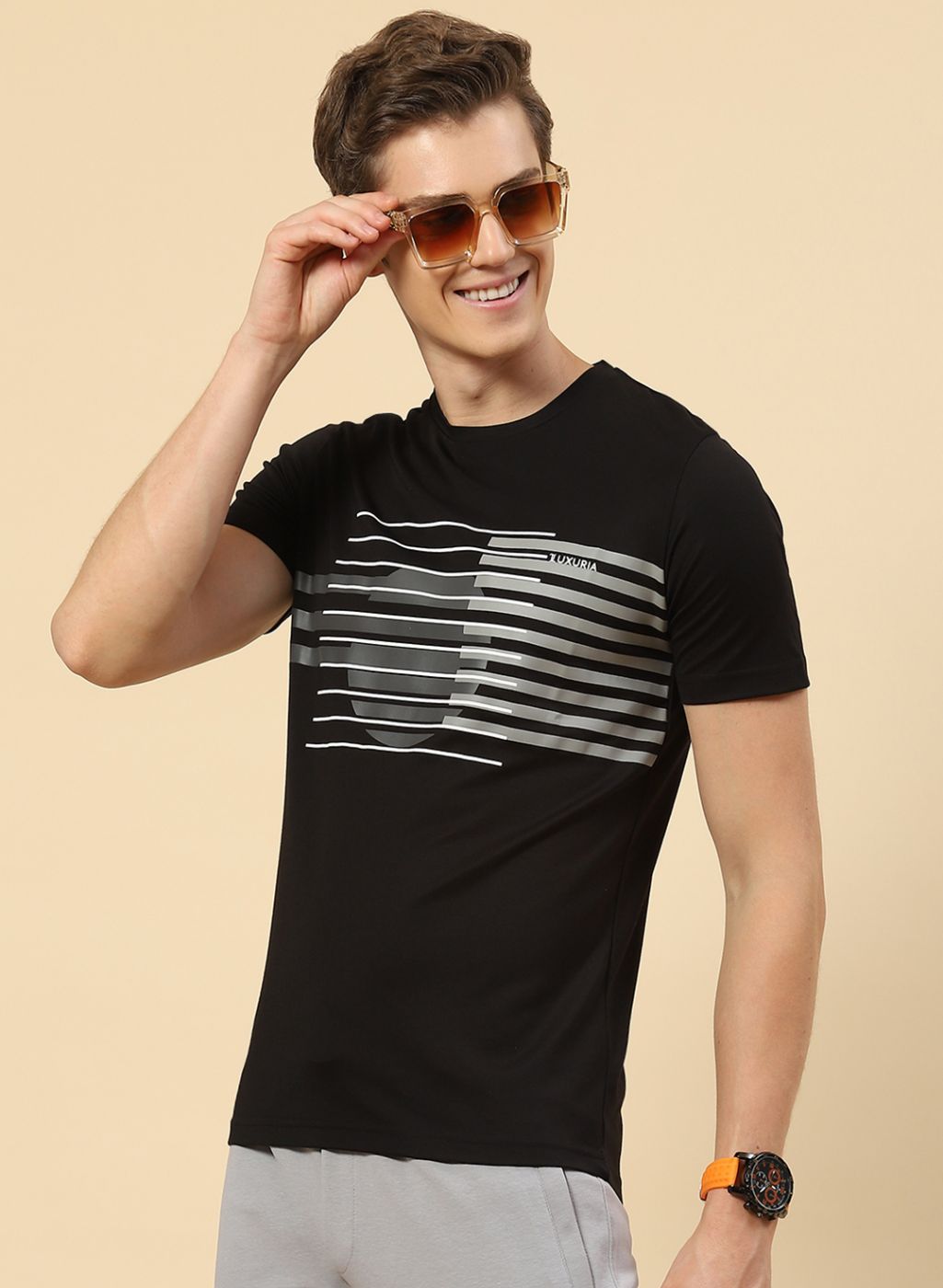 Men Black Printed T-Shirt