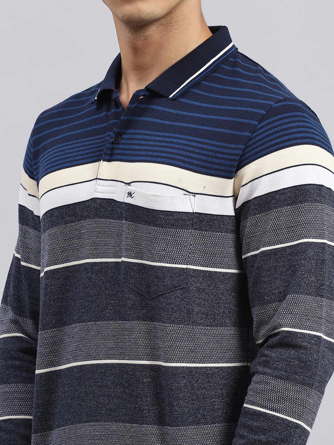 Men Navy Blue Stripe T-Shirt