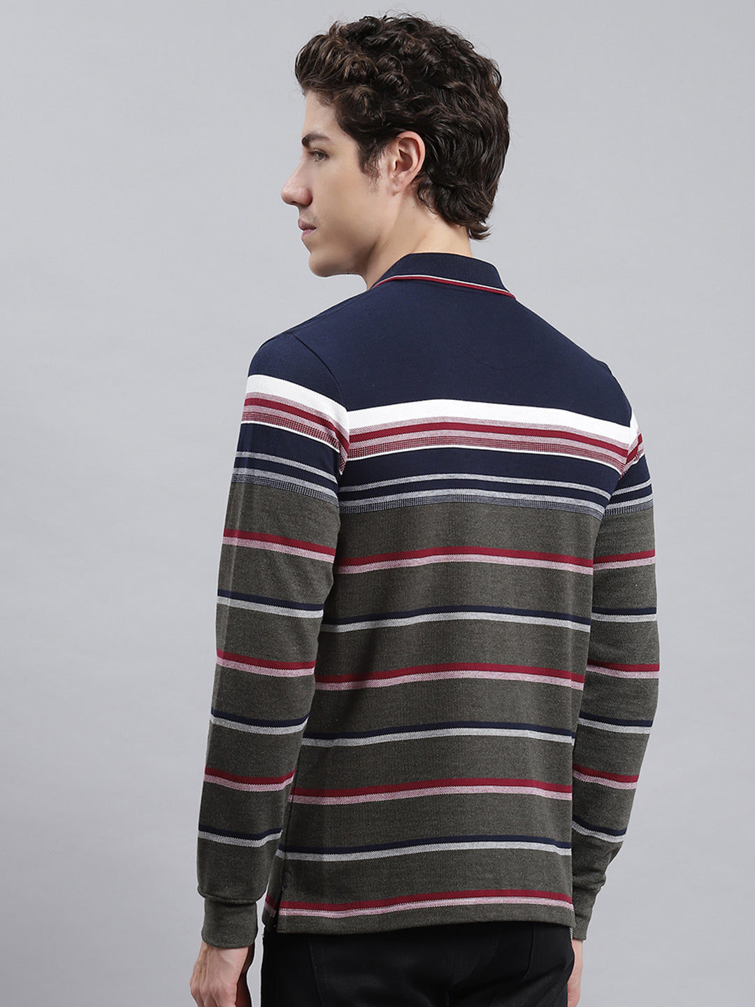 Men Navy Blue Stripe T-Shirt