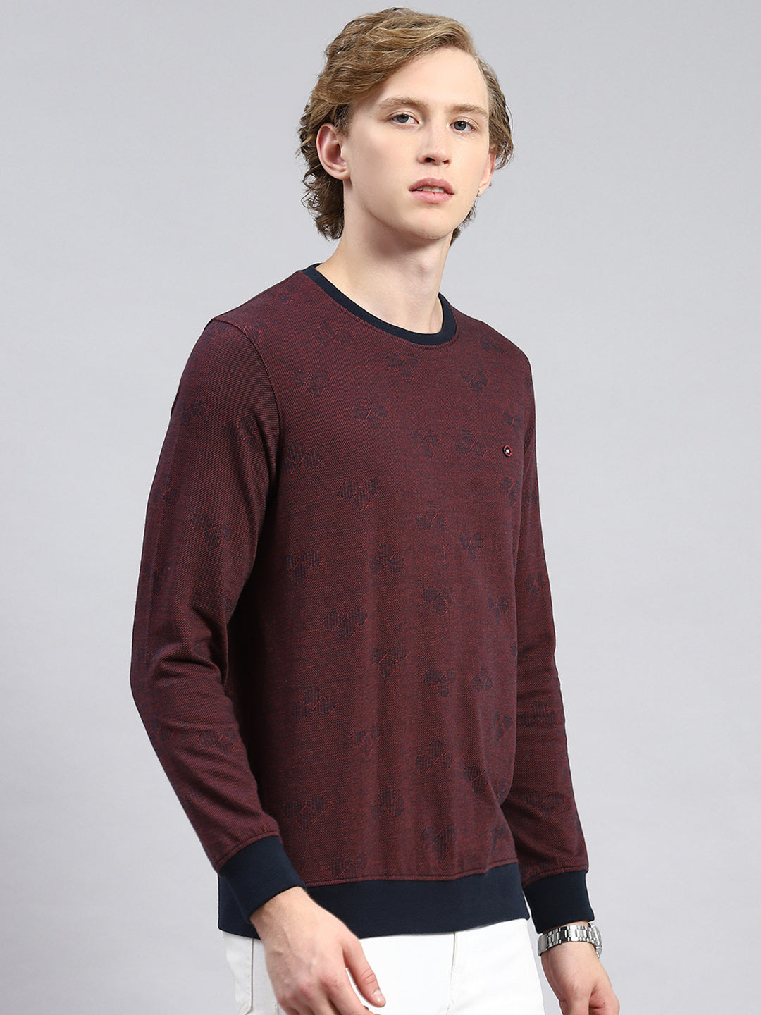 Men Maroon Stripe T-Shirt