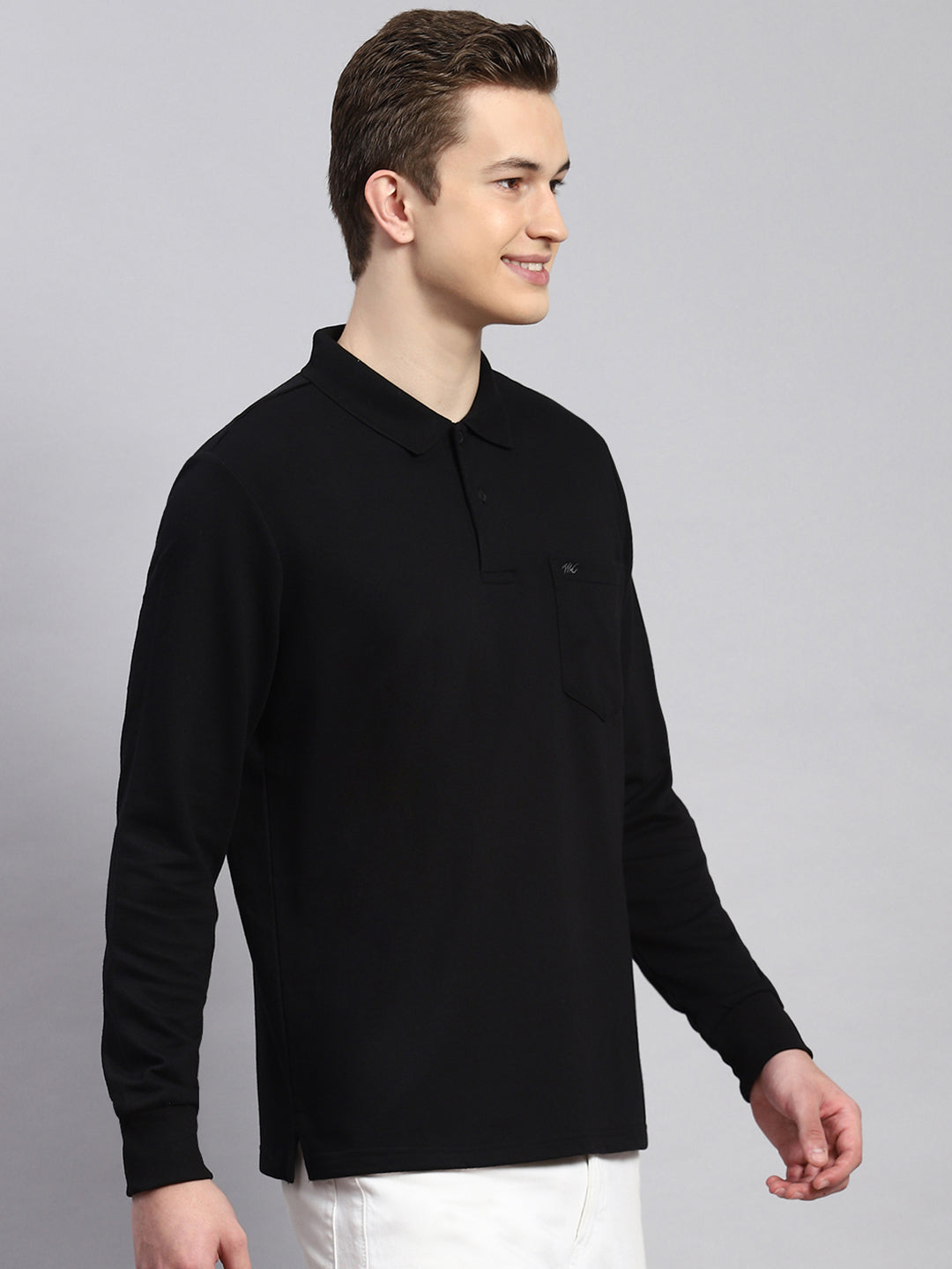 Men Black Plain Winter T-Shirt