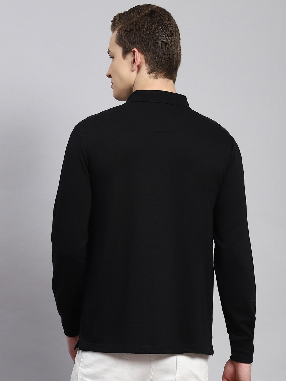 Men Black Plain Winter T-Shirt