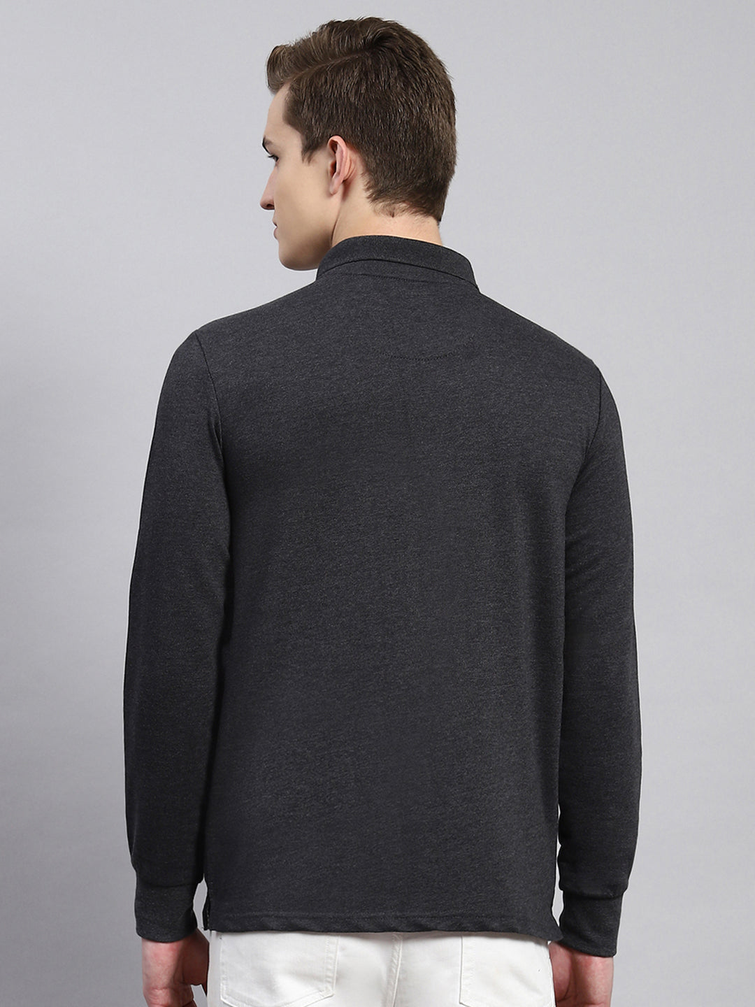 Men Grey Plain Winter T-Shirt