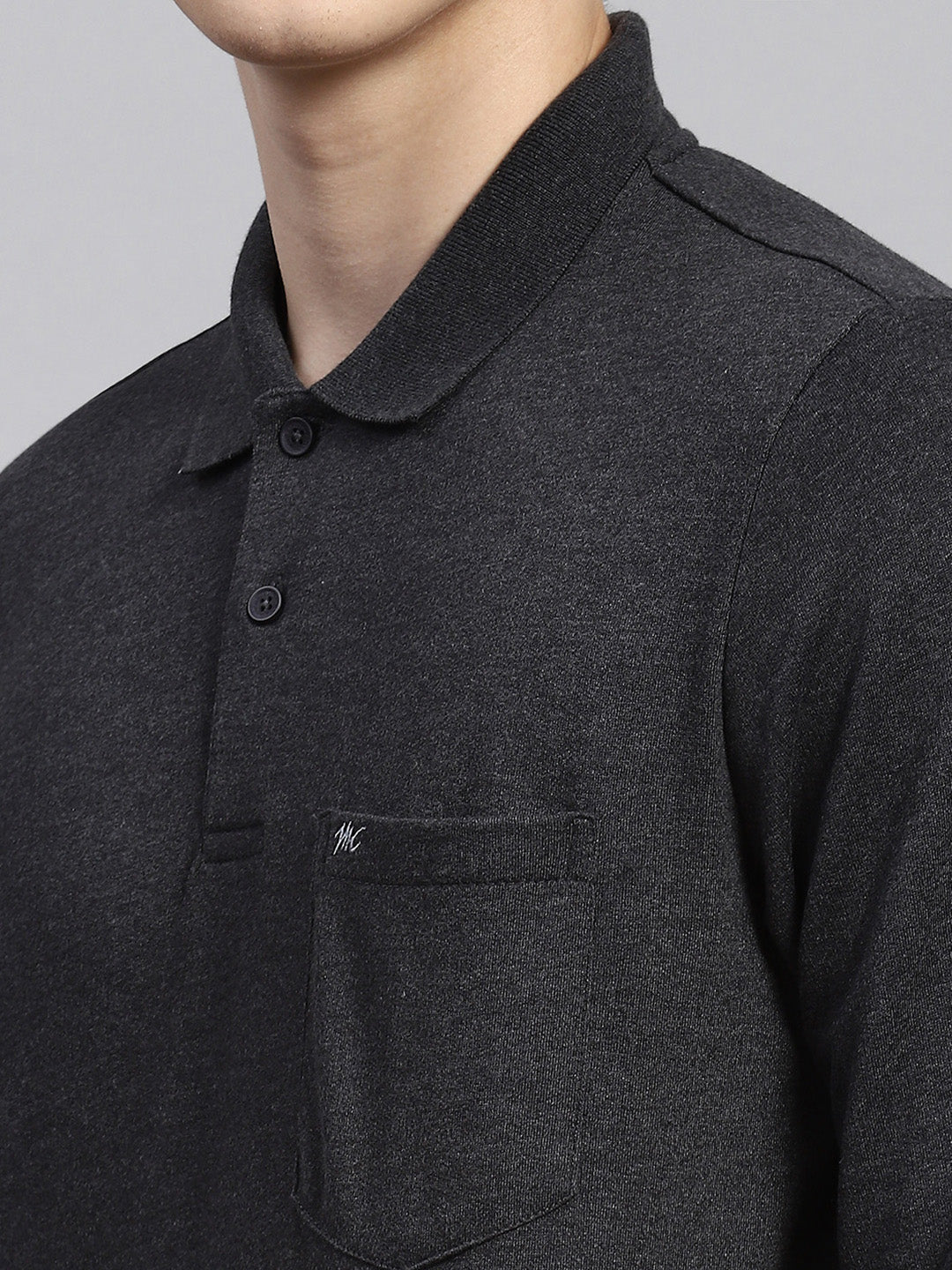 Men Grey Plain Winter T-Shirt