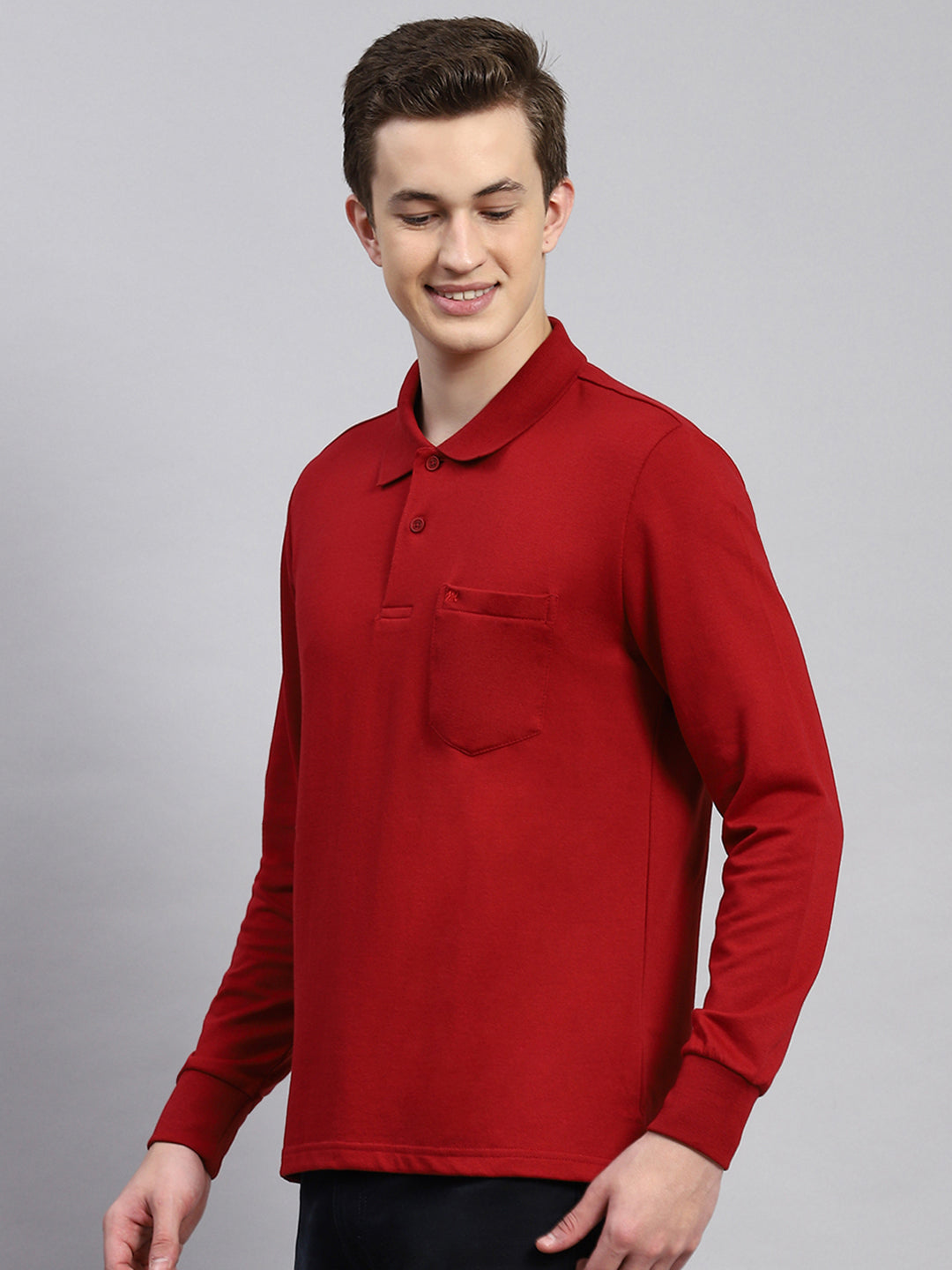 Men Maroon Plain Winter T-Shirt