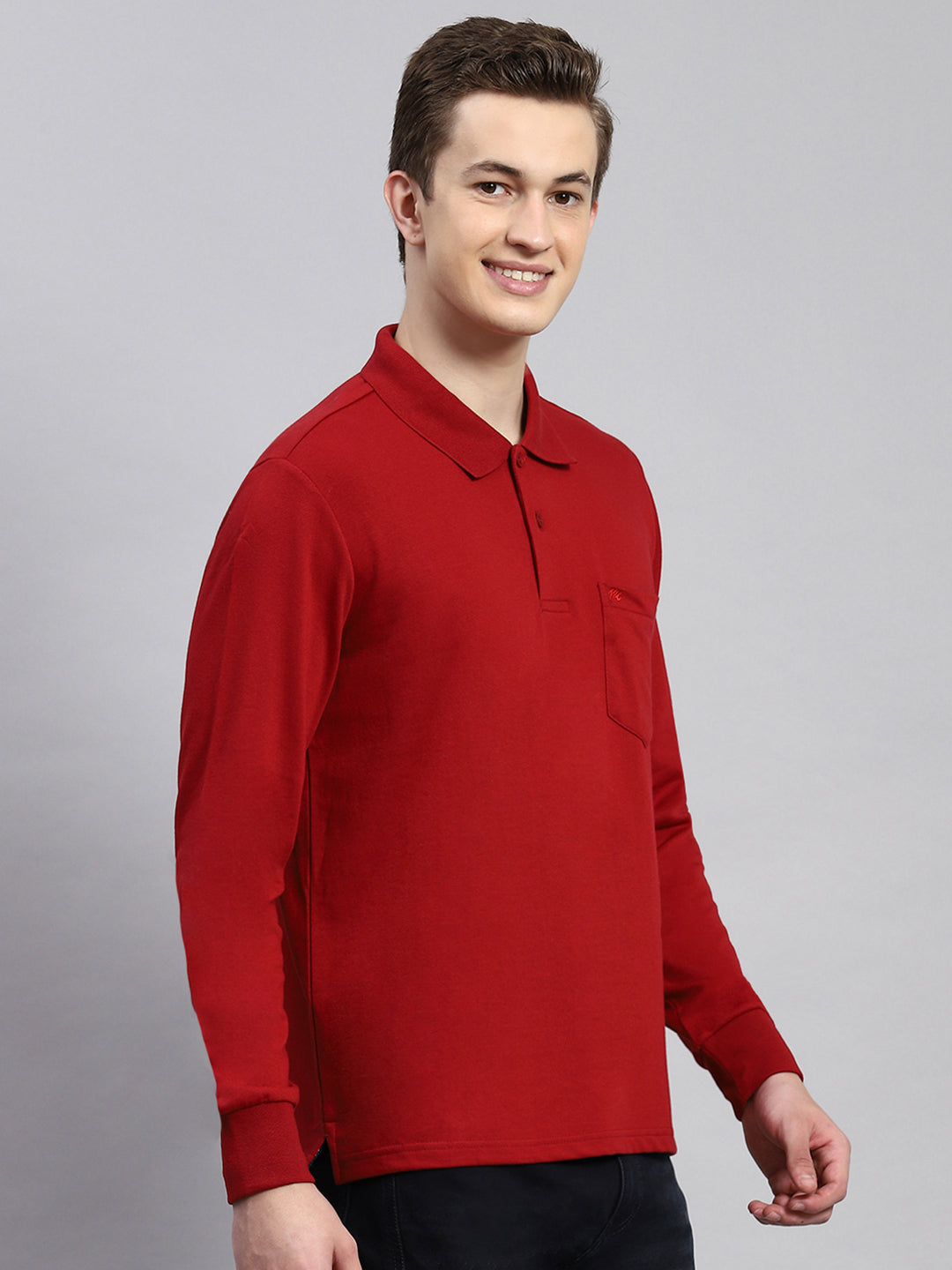 Men Maroon Plain Winter T-Shirt