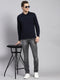 Men Navy Blue Plain Winter T-Shirt