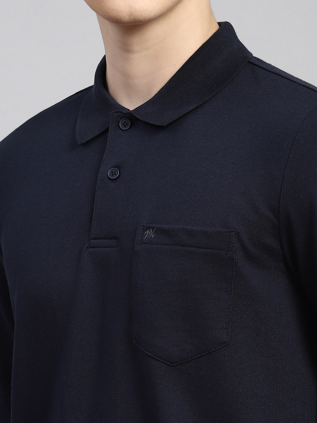 Men Navy Blue Plain Winter T-Shirt