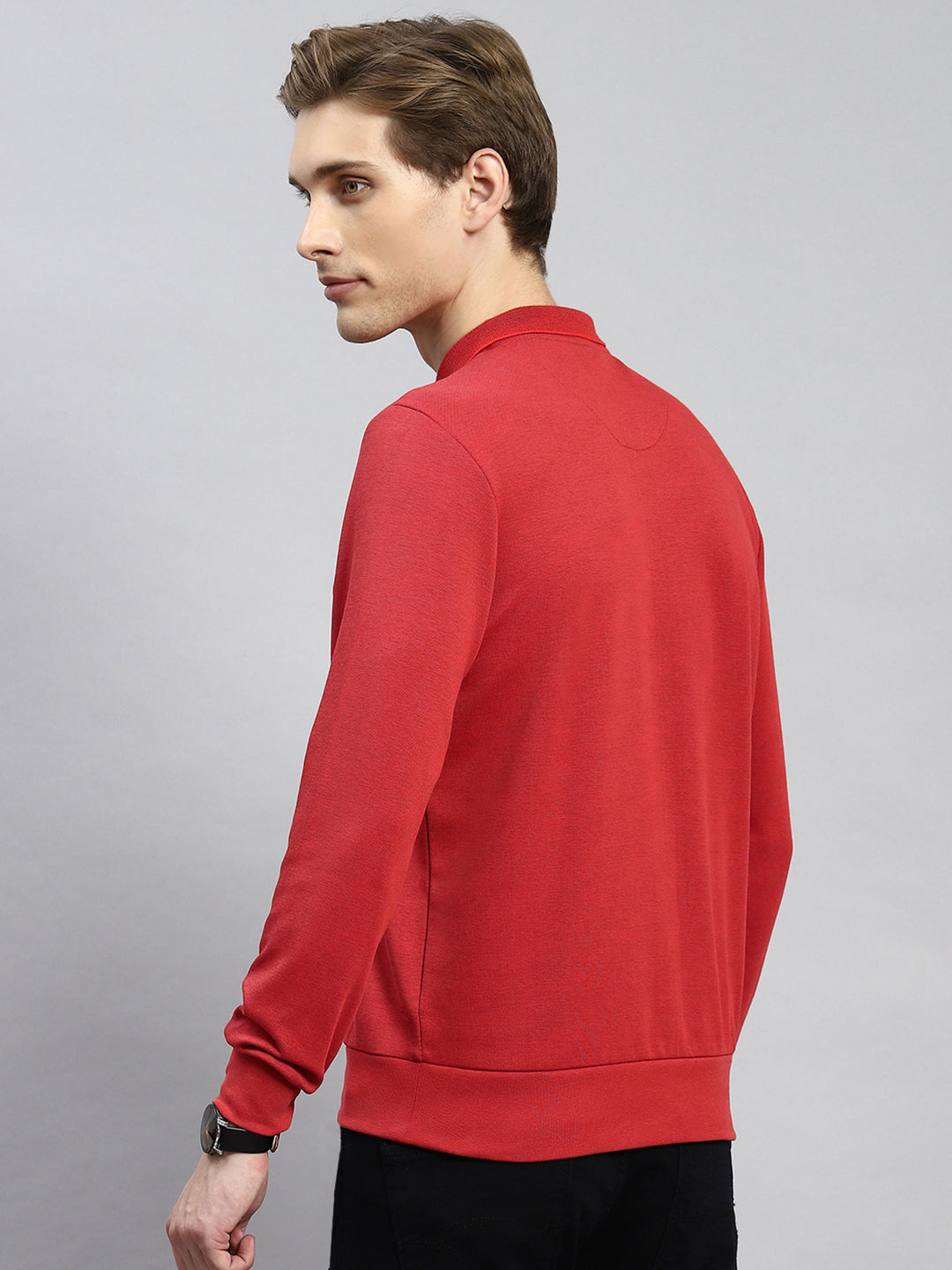 Men Red Plain T-Shirt