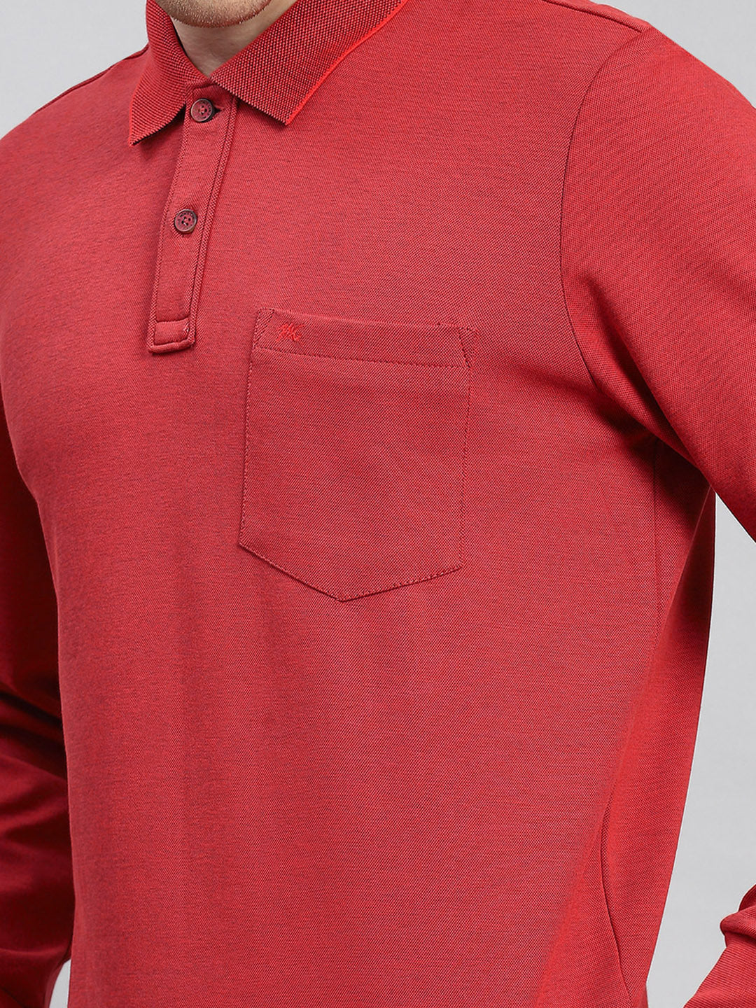 Men Red Plain T-Shirt