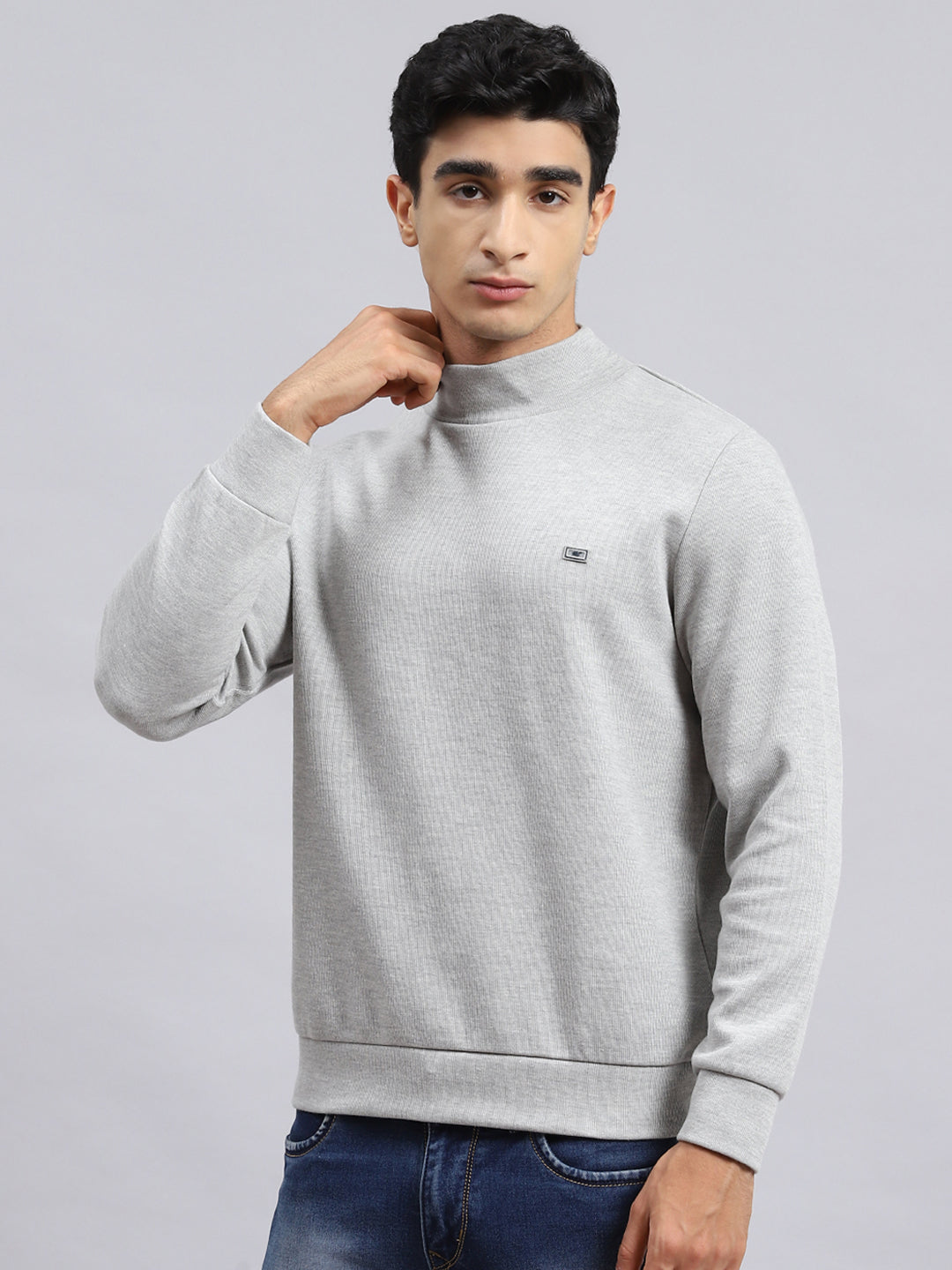 Men Grey Plain T-Shirt