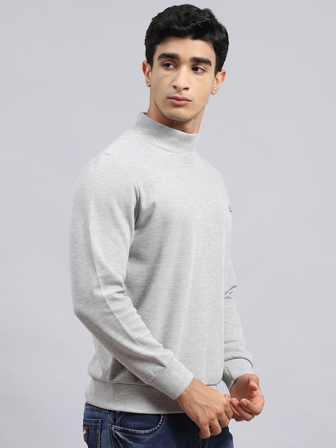 Men Grey Plain T-Shirt