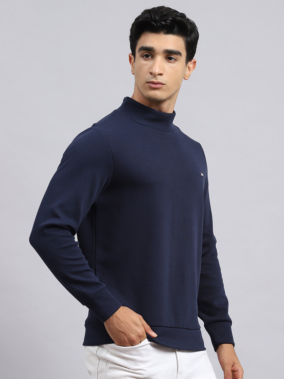 Men Blue Plain T-Shirt