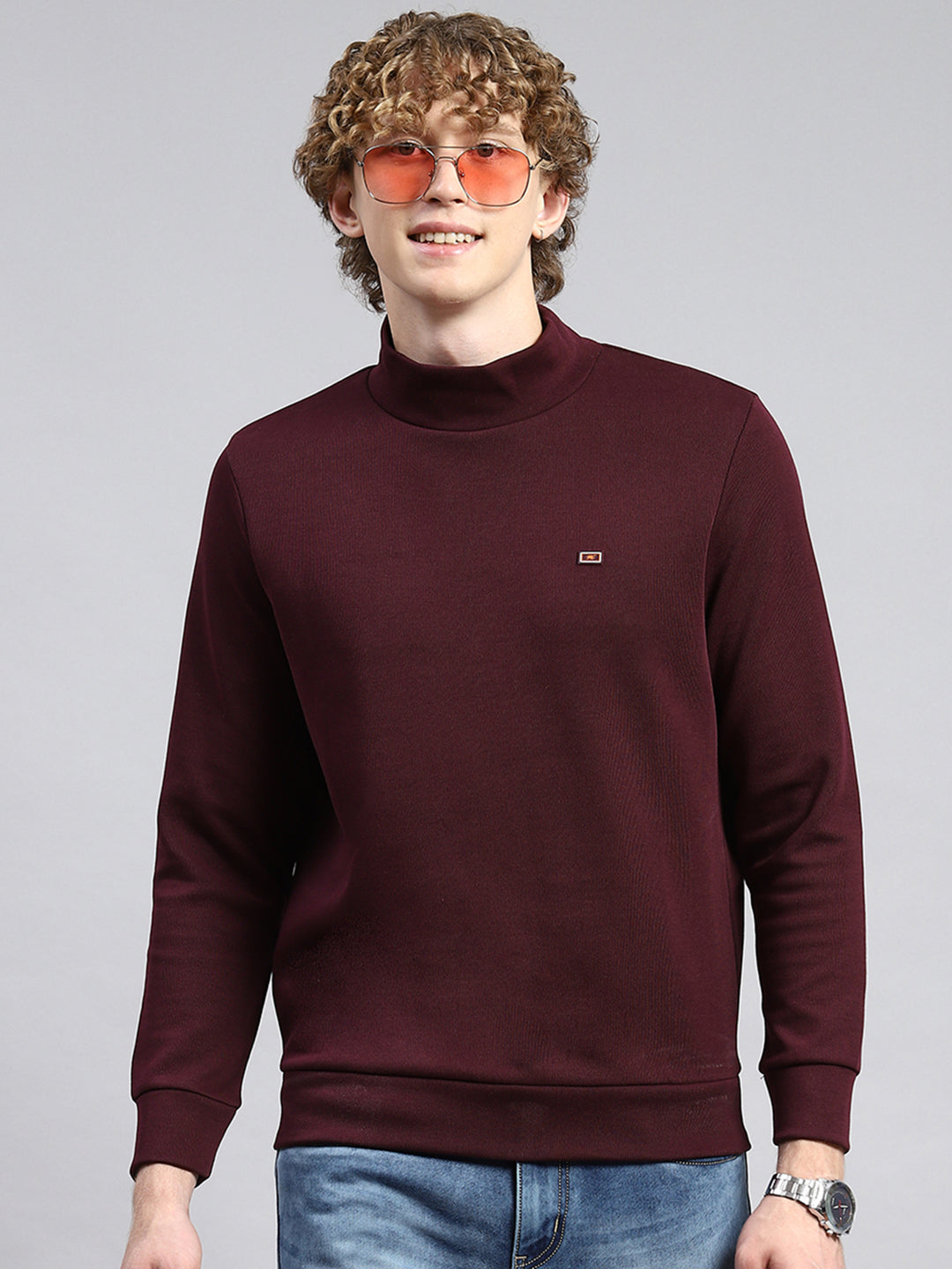 Men Maroon Plain T-Shirt