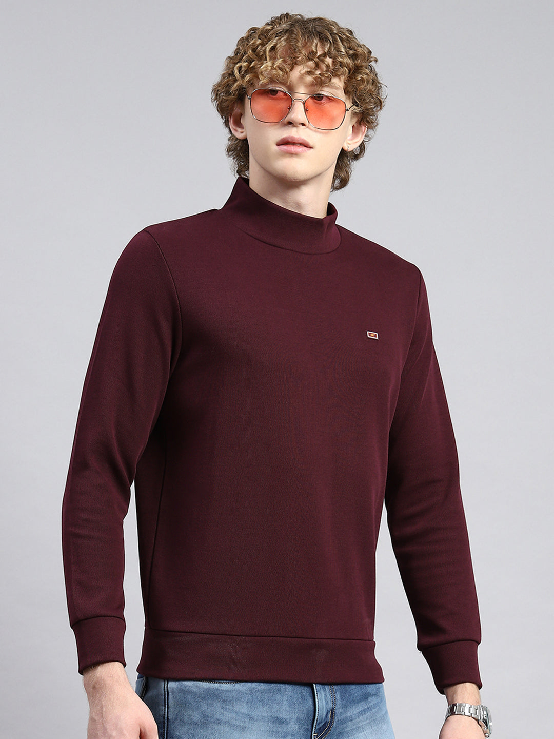 Men Maroon Plain T-Shirt