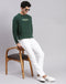 Men Green Solid Round Neck Full Sleeve Sweatshirts