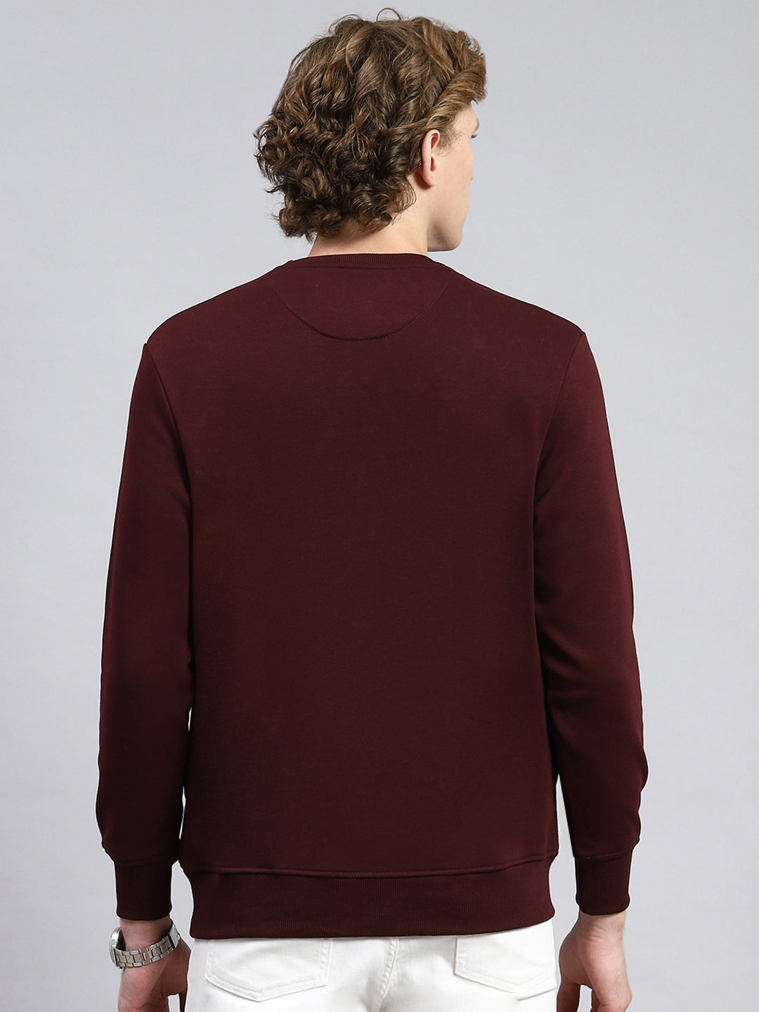 Men Maroon Plain Sweatshirt