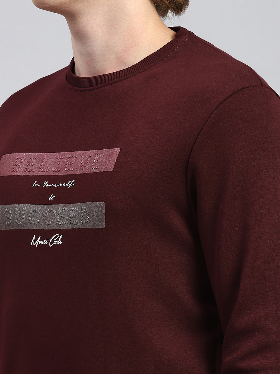 Men Maroon Plain Sweatshirt