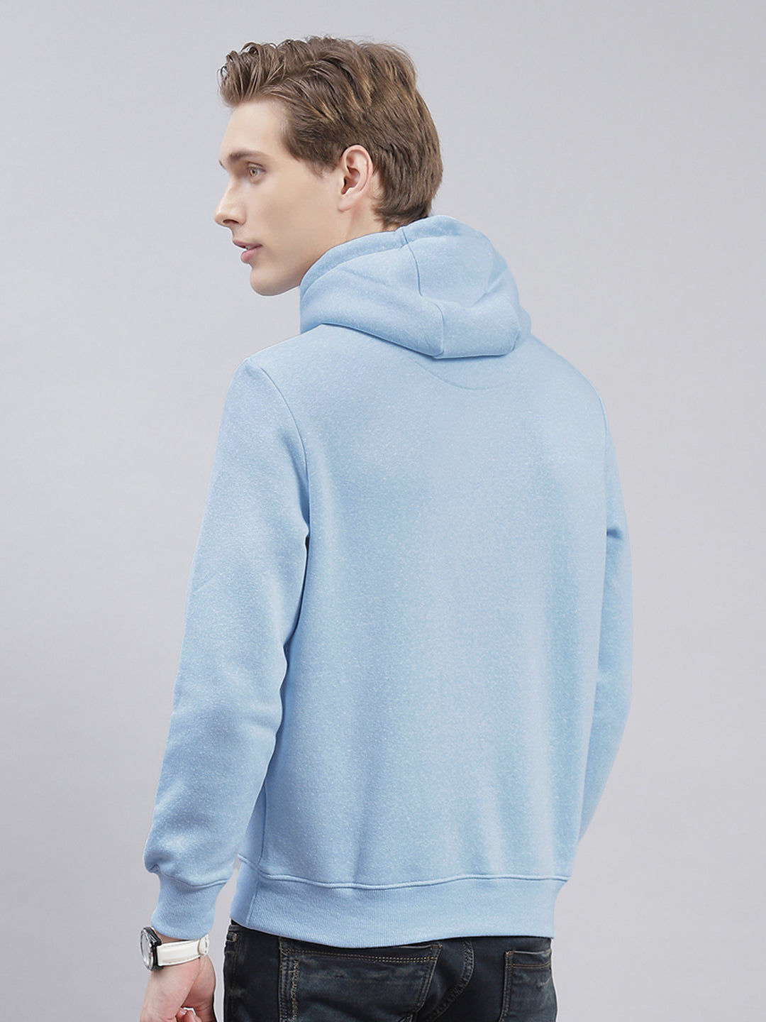 Men Blue Solid Hooded Full Sleeve Sweatshirts